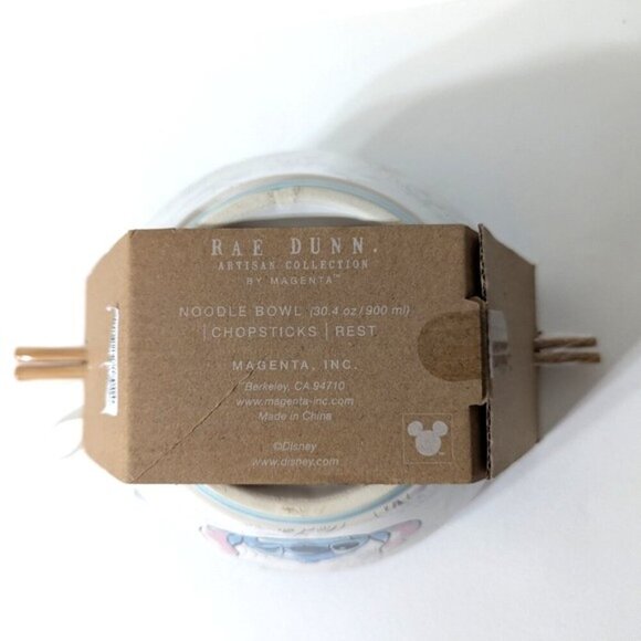 Rae Dunn X Disney Collection Stitch Noodle Bowl With Wooden Chopsticks And Rest - Picture 6 of 6